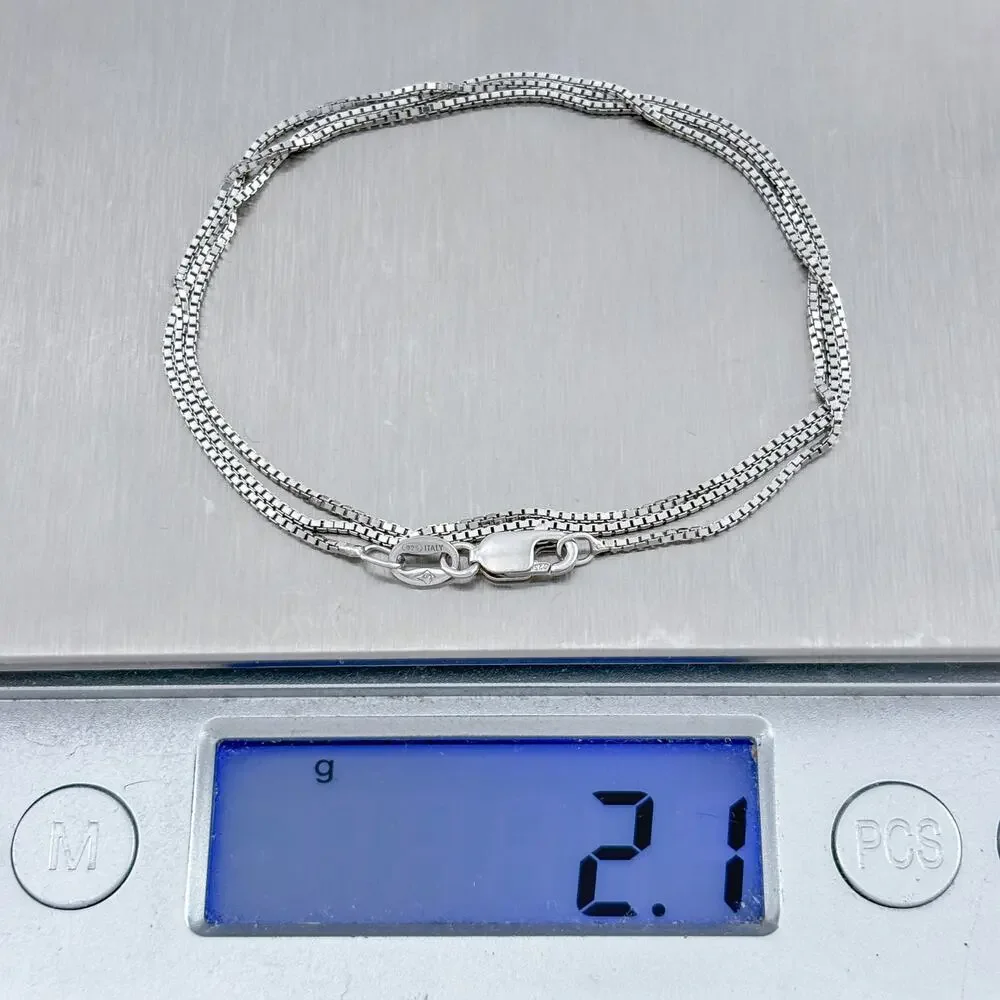 Vintage Italy Sterling Silver 925 Box Chain Necklace 18